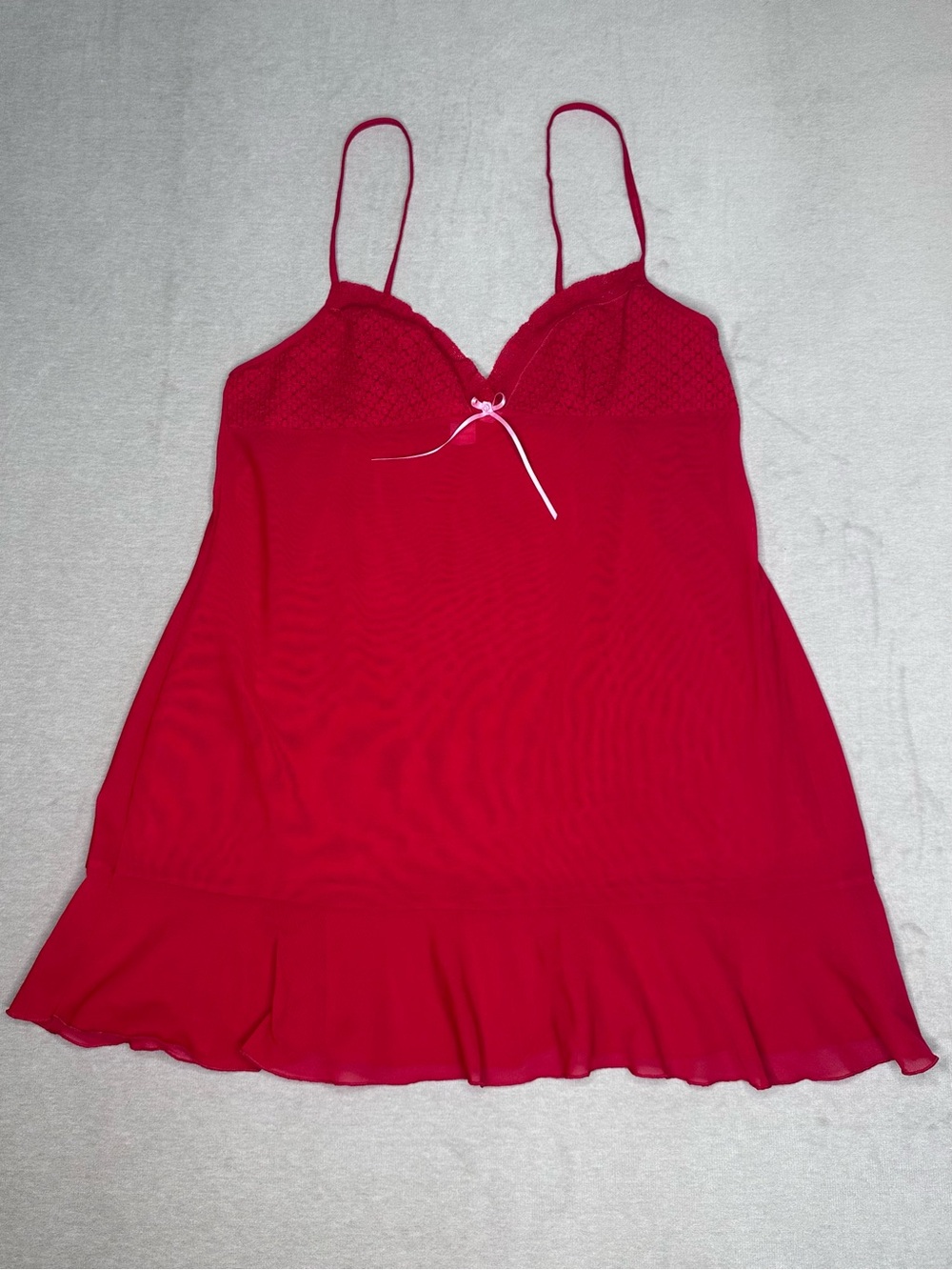 Victoria’s Secret Red Lace-Top Chemise Nightdress